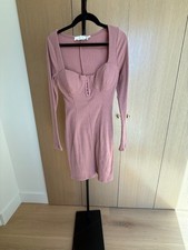 ASTR The Label Blush Ribbed Knit Bustier Long Sleeve Mini Dress – Size S