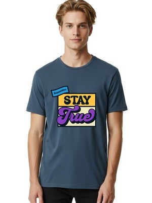 Stay-True Mens Graphic Tee,100% Cotton,Casual Summer Wear