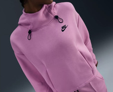 130 Nike Sportswear Tech Fleece Women's oversize pink Hoodie Flax FV6322 Sz S
