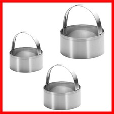3 Pieces Round Biscuit Cutter with Handle - Stainless Steel Round Circle Doughnu