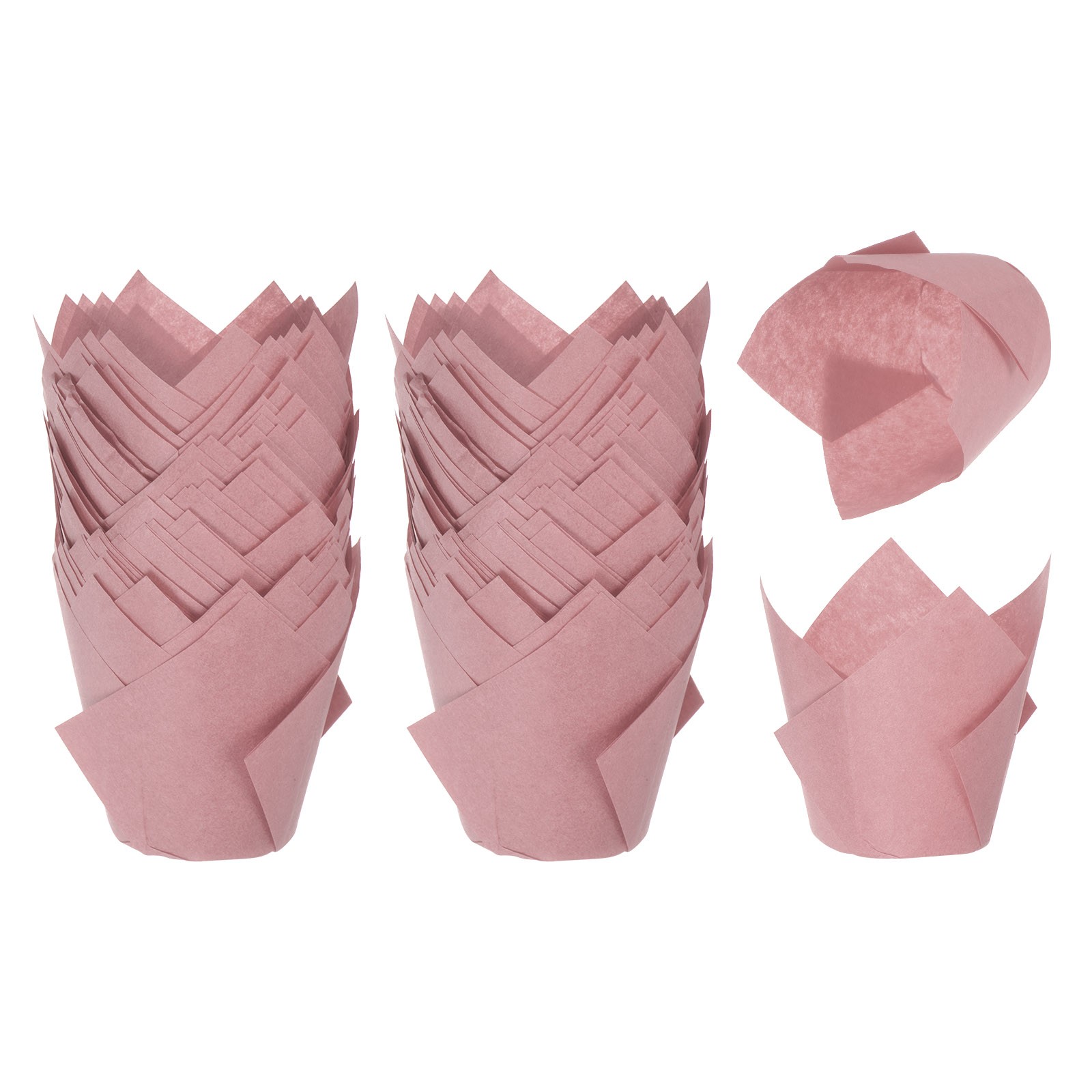 200Pcs Tulip Baking Cups Cupcake Muffins Liners Paper Greaseproof Wrappers Pink-image