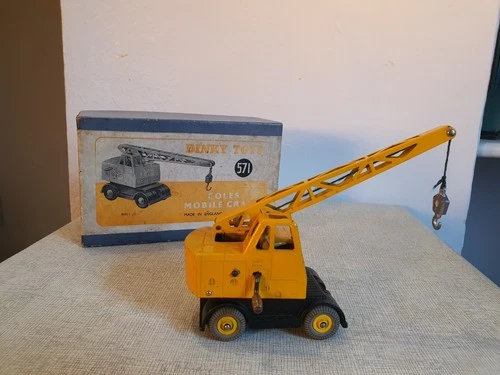 Vintage Boxed Dinky Supertoys No. 571 Coles Mobile Crane Yellow With Inner Card