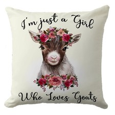 Just A Girl Who Loves Goats Pillow Cover, Cute Western Farmhouse Animal Decor...