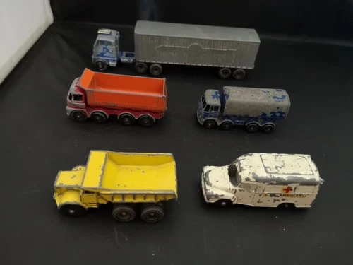 MATCHBOX LESNEY LOT OF FIVE MODELS INC EUCLID QUARRY TRUCK--Y472