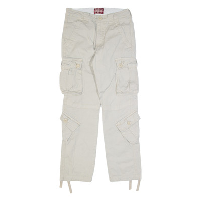 MATCHSTICK Cargo Herren Hose Beige Regular Tapered W30 L30