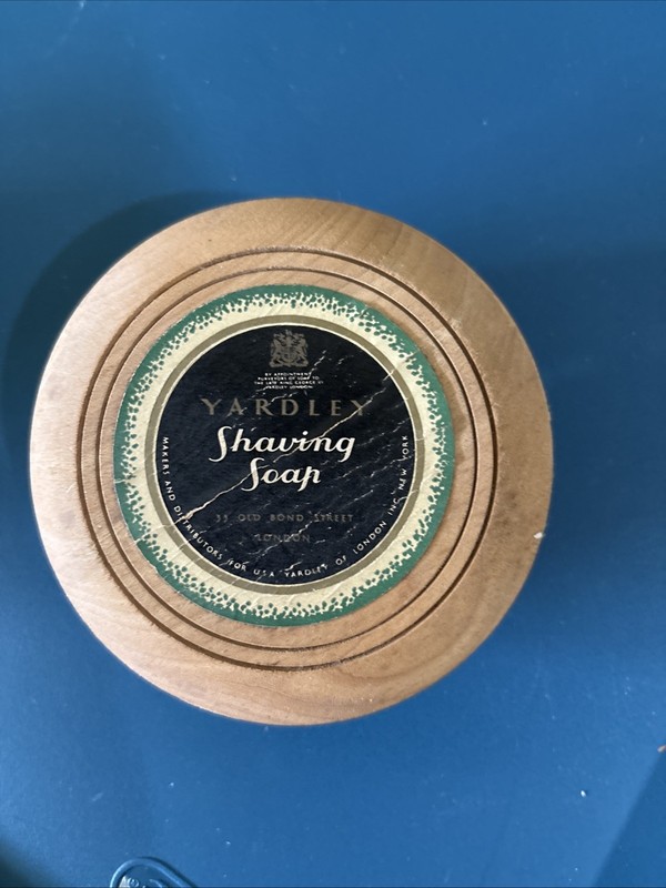 Vtg Yardley London Shaving Soap Empty Wooden Bowl - Barber Wet Shave Container