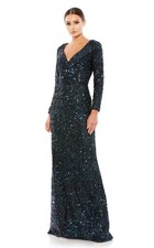 MAC DUGGAL 26445 LONG SLEEVE SEQUIN MIDNIGHT GOWN Size 8