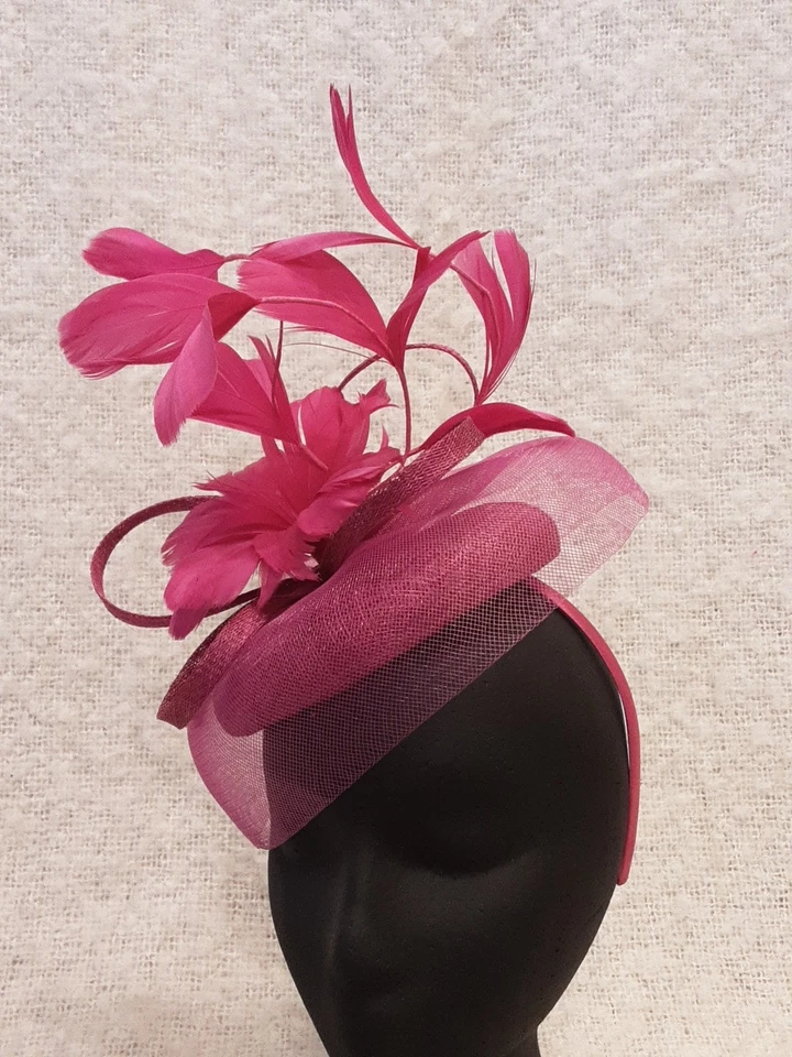 Fascinator Bright Raspberry Pink. Headband Style.Special Occasion Wedding Races - Image 3 of 4