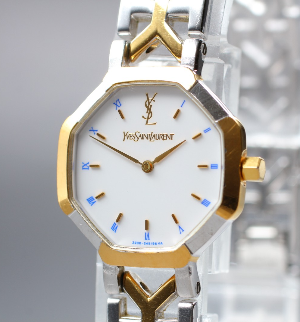 [Quasi Come Nuovo] Vintage Yves Saint Laurent 2200 226313 Quarzo Bicolore Ottagonale Donna