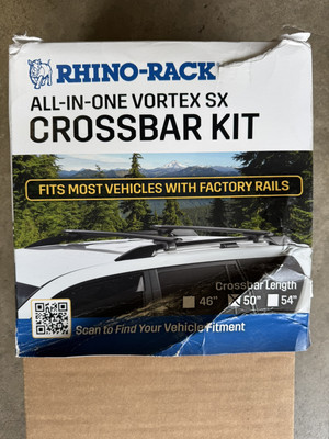 Rhino K-SX100VA126B Vortex SX Black 2 Bar Roof Rack Crossbar Length 50''