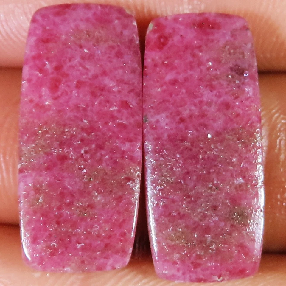 43.65 Cts Natural Rhodonite Pair Cushion Cabochon 11x26x4 mm Gemstone IR_670 - Image 2 of 3