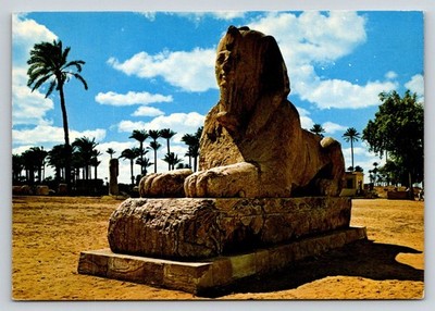 Alabaster Sphinx Memphis Egypt UAR Vintage Postcard Dar El Kitab Kruger