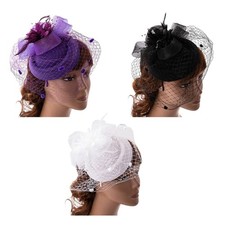 Women Fascinator Headband Tea Party Fascinator Derby Hat Feather Fascinator Veil