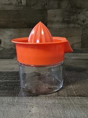 Gemco Citrus Juicer Reamer Squeezer Glass Jar Plastic Lid Orange Lemon Juice 