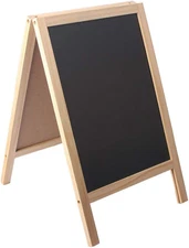 Freestanding Wooden A Frame Double Sided Chalkboard for Tabletop Menu Board, Wed