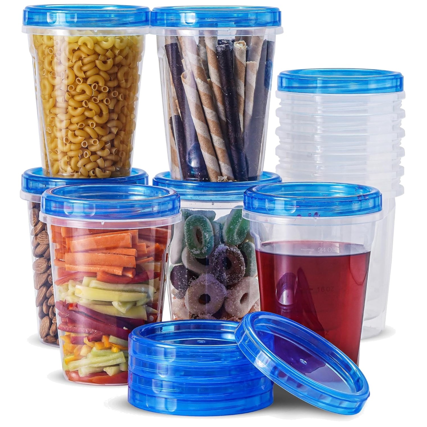 Quart Food Storage Containers with Twist Lids - 24 Pcs