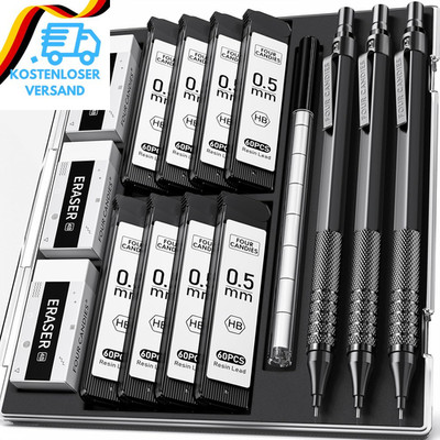 Four Candies 0,5 Mm Druckbleistift-Set Mit Etui, Metall-Künstlerbleistift Mit 8