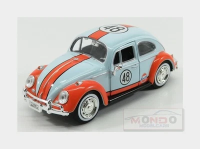 1:24 MOTORMAX Volkswagen Beetle Kafer #48 Gulf 1966 Light Blue Orange MTM79655 - Photo 1/2