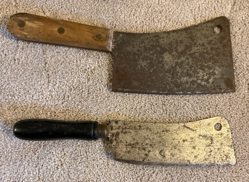 Village Blacksmith Solid Steel Forged, Meat Cleaver + Bonus Antique Meat Cleaver