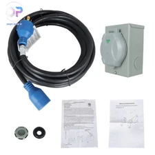 RV 30 Amp 25ft Extension Power Generator Cord w/ 4-Prong NEMA L14-30 Inlet Box