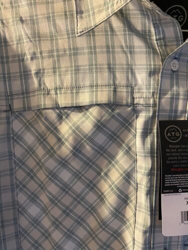 Camicia da pesca Wrangler da uomo all terrain gear XXL wicking UV beige a righe verde - Foto 4 di 8