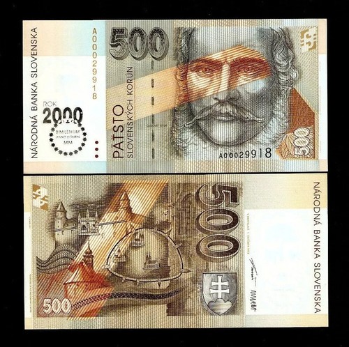 Slovakia 500 KORUN P-38 2000 Euro Low Serial # Commemorative UNC Slovakian NOTE - Picture 6 of 6