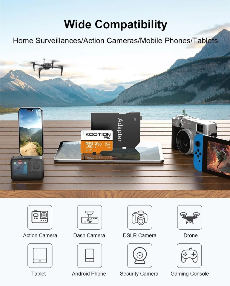 64GB Micro SD Card U3 TF Flash Memory Card V30, A1 4K UHD, microSDXC Memory Card - Image 4 of 4