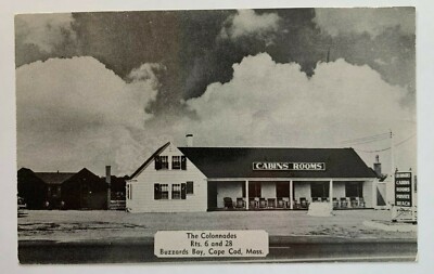 ca 1940s MA Postcard Cape Cod Buzzards Bay The Colonnades Rt 6 & 28 motel cabins