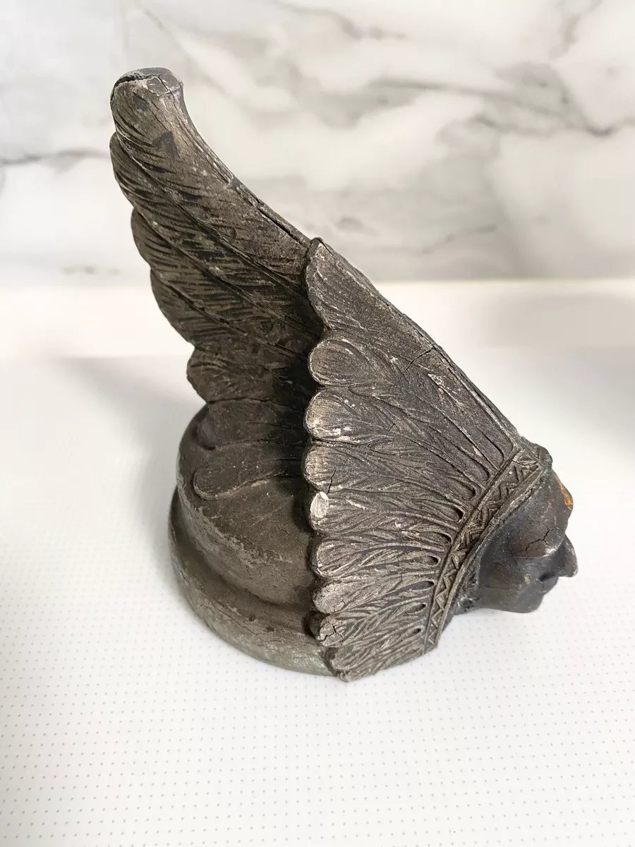 ANTIQUE VTG ORIGINAL 1920s PONTIAC INDIAN HEAD HOOD ORNAMENT
