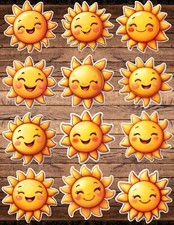 Kawaii Sun Die Cut Vinyl Stickers Set Scrapbooking Laptop WaterBottle