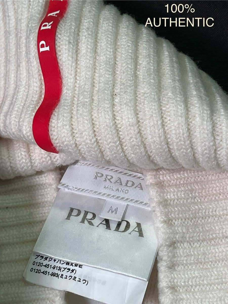 PRADA WOOL BEIGE CREAM SKULL CAP SKULLCAP BEANIE CAP HAT