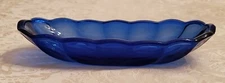 Cobalt Blue Glass Anchor Hocking Condiment Relish Oblong Banana Split Boat Dish