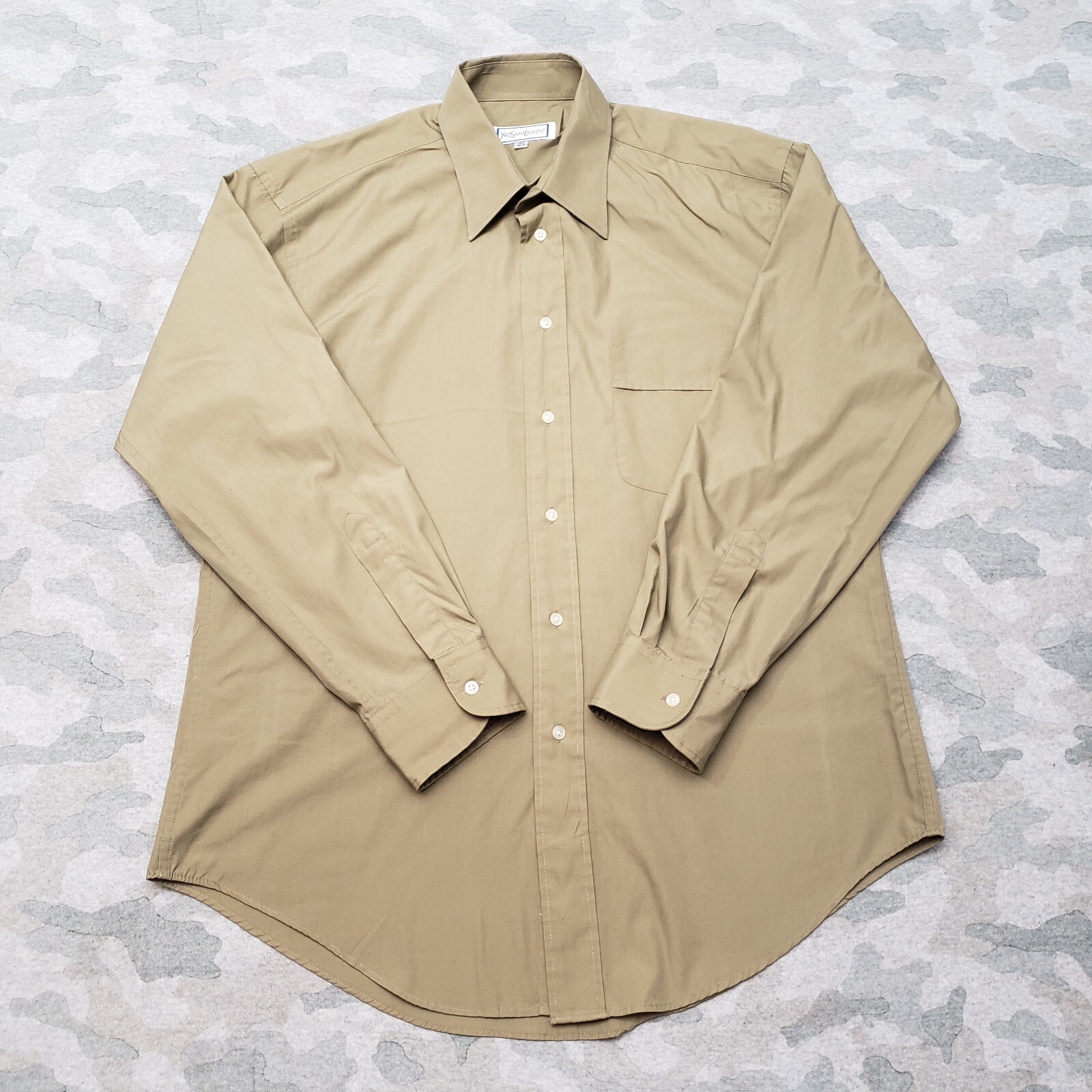 Camicia Yves Saint Laurent uomo 15 5 tasche marroni manica lunga con bottoni