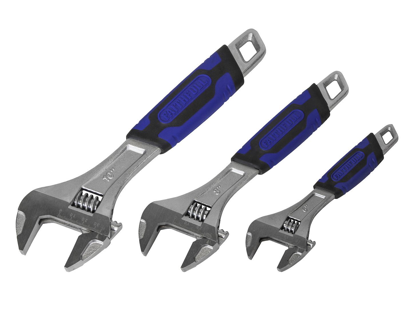 3Pce Adjustable Spanner Set Wrench Wrenches 6"" 8"" 10"" 150mm 200mm 250mm Spanners