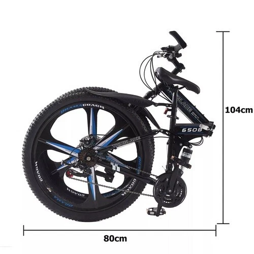 Folding Mountain Bike 24-27.5Inch Wheel 21 Speed Full Suspension Bicycle - Image 4 of 4
