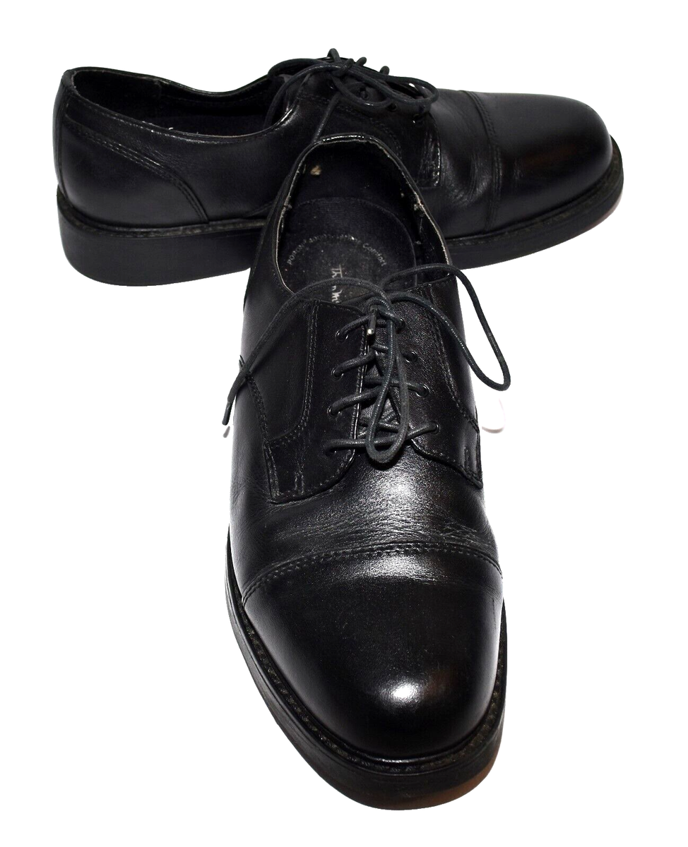 Thom McAn Black Leather Cap Toes Mens Cushion Comfort Oxford  display picture 1