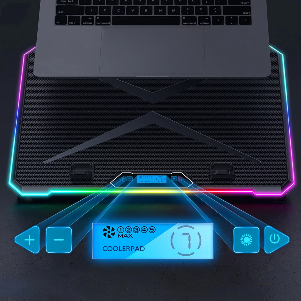 AABCOOLING QUANTUM KÜHLPAD LAPTOP KÜHLER NOTEBOOK 13 X LÜFTER USB RGB LED 10-17" - Bild 4 von 4