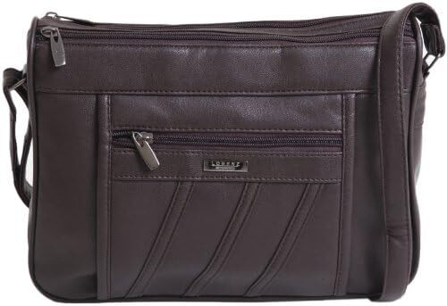 Lorenz Damen Kunstleder Umhängetasche mittlere Schultertasche Handtasche schwarz - Bild 3 von 11