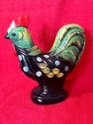 Fenton Art Glass Folk Art 2002 hand painted Black Gold & Green Rooster Figurine
