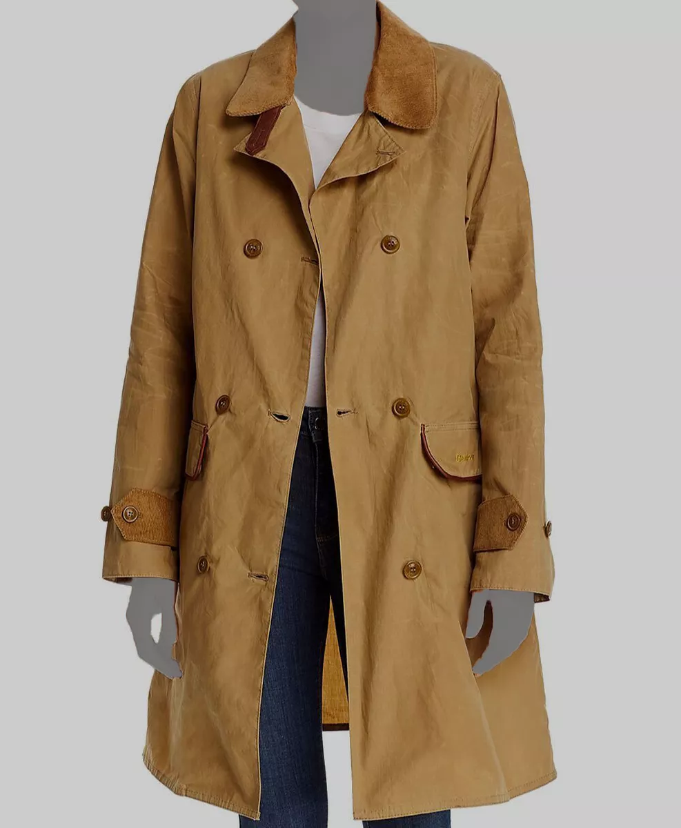 400 Barbour Women s Beige Cotton Double Breasted Trench Coat Size