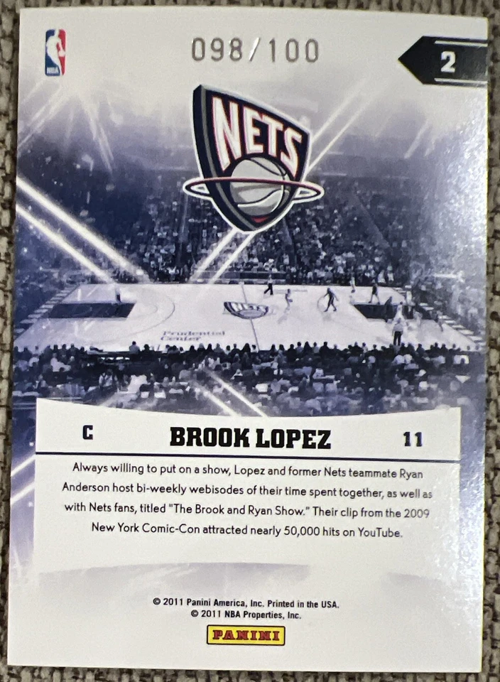 Brook Lopez 2010-11 Absolute Memorabilia Hoopla Spectrum /100 #2 Nets ESE - Image 2 of 2