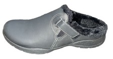 Clarks Women's Faux Fur Lined Mule Roseville Clog Size US 7M Black Leather 62034