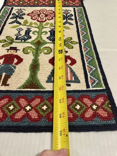 Vintage schwedischer nordischer traditioneller Wandteppich Wandbehang gewebte Handarbeit 11,5 x 19 Zoll - Bild 10 von 10
