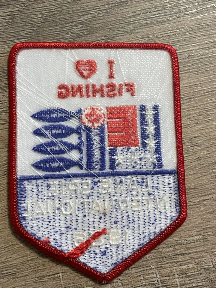 Parche vintage I Love Fishing Lake Erie International 1986 Foto 2 de 4