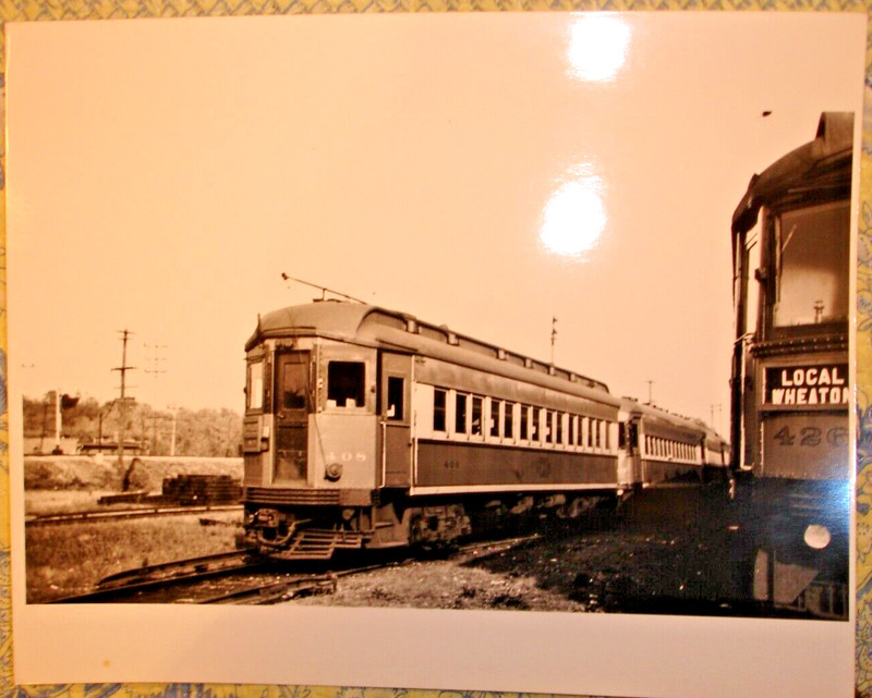 CHICAGO AURORA & ELGIN RAILWAY PRE-1957 GLOSSY BL & WH 8 X 10 408 & MORE/WHEATON