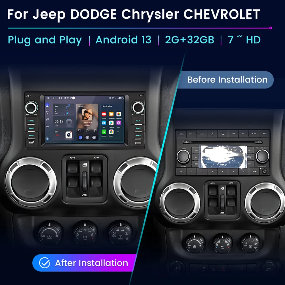 Android14 CarPlay For Jeep Grand Cherokee Chrysler Car Stereo Radio GPS Navi RDS - Image 3 of 4