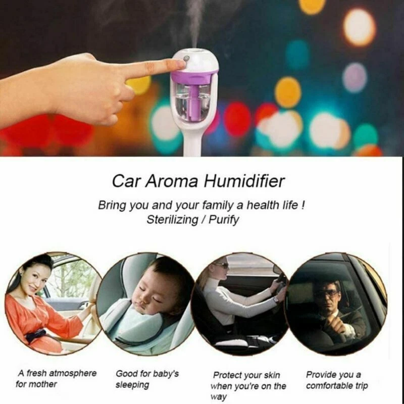 Car Air Humidifier Diffuser Essential Oil Ultrasonic Aroma Mist Purifier Mini - Image 3 of 4