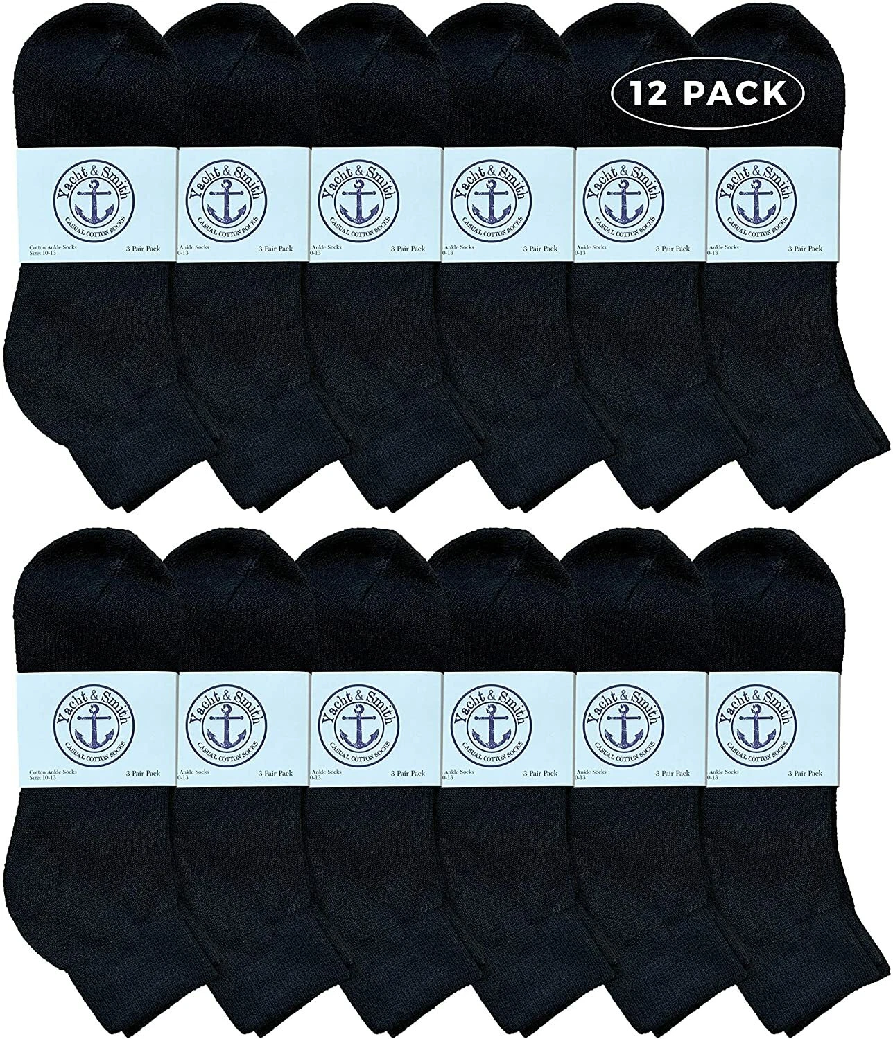 12 PK of Mens Premium Cotton Quarter Ankle Sport Socks Size 10-13 Solid Black
Opens in a new window 