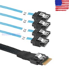 High Quality Internal SlimSAS SFF-8654 4i to 4 x SATA Breakout Forward Cable