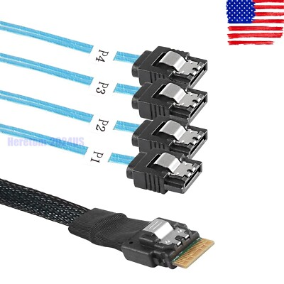 #ad #ad High Quality Internal SlimSAS SFF 8654 4i to 4 x SATA Breakout Forward Cable $12.79